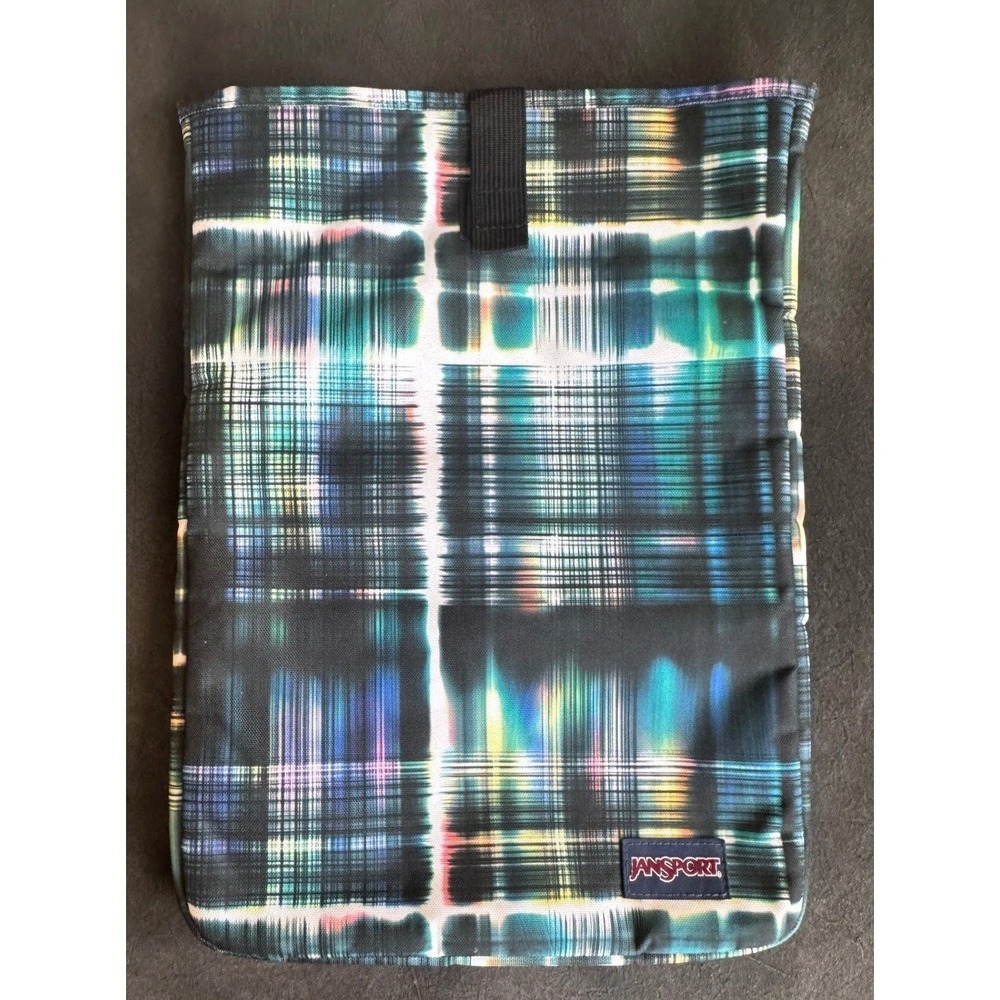JanSport Laptop Sleeve Multicolor Plaid Padded Protective Case Canvas Cover 13in